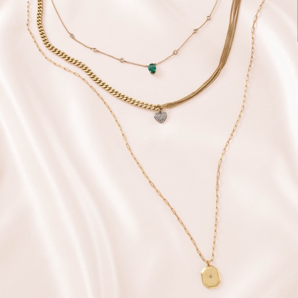 Stella & Dot | Vintage GOLD Triple Layer Crystal Embellished Heirloom Ne… - Picture 2 of 10